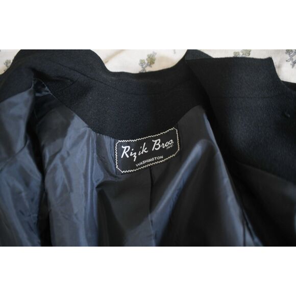 Vintage 1980s Black Wool Crepe Suit Herbert Grossman by Cynthia Sobel USA 14 - Picture 6 of 8